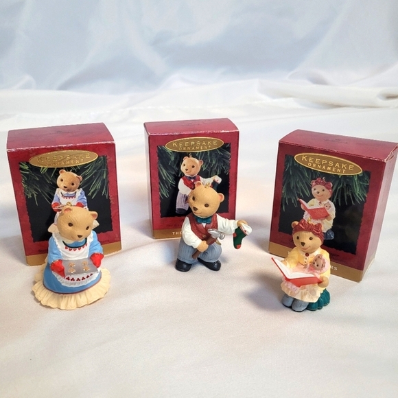 Hallmark Keepsake Xmas Ornament Lot of 3 1990's Bearinger Bears - Picture 1 of 13